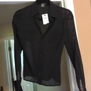 Long sleeve sheer black blouse